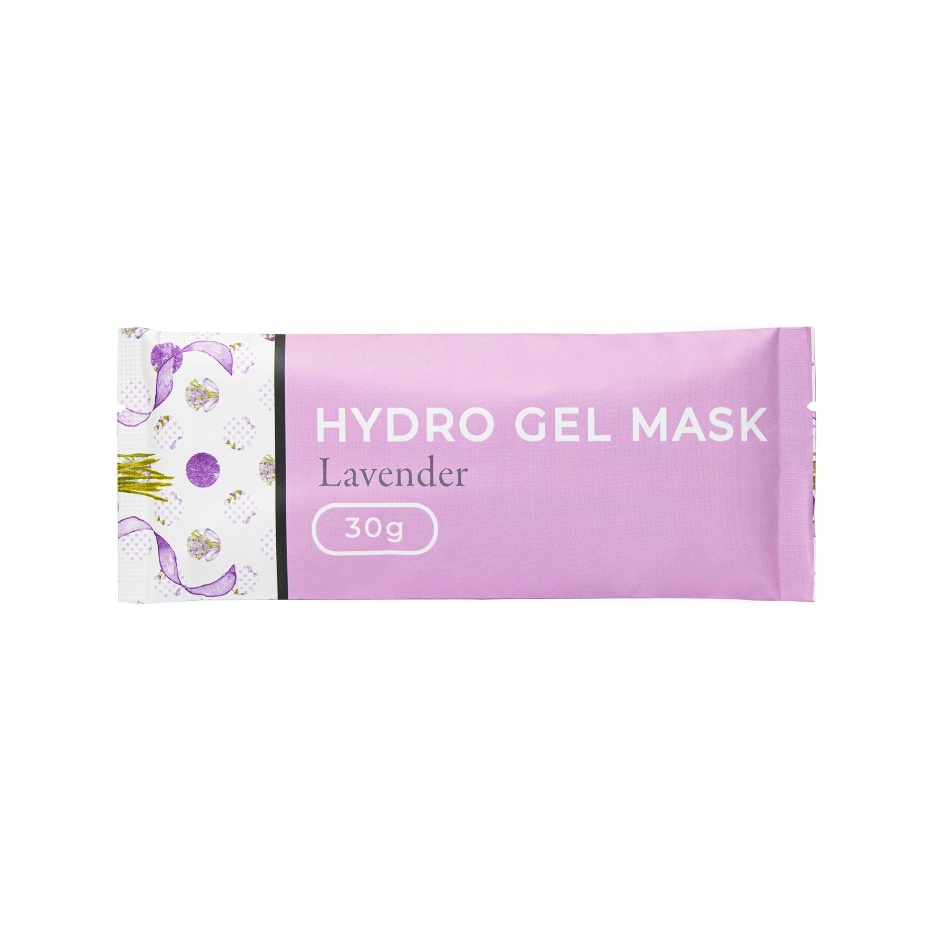 Hydro Gel Mask Lavender, 30g packaging, on a white background.