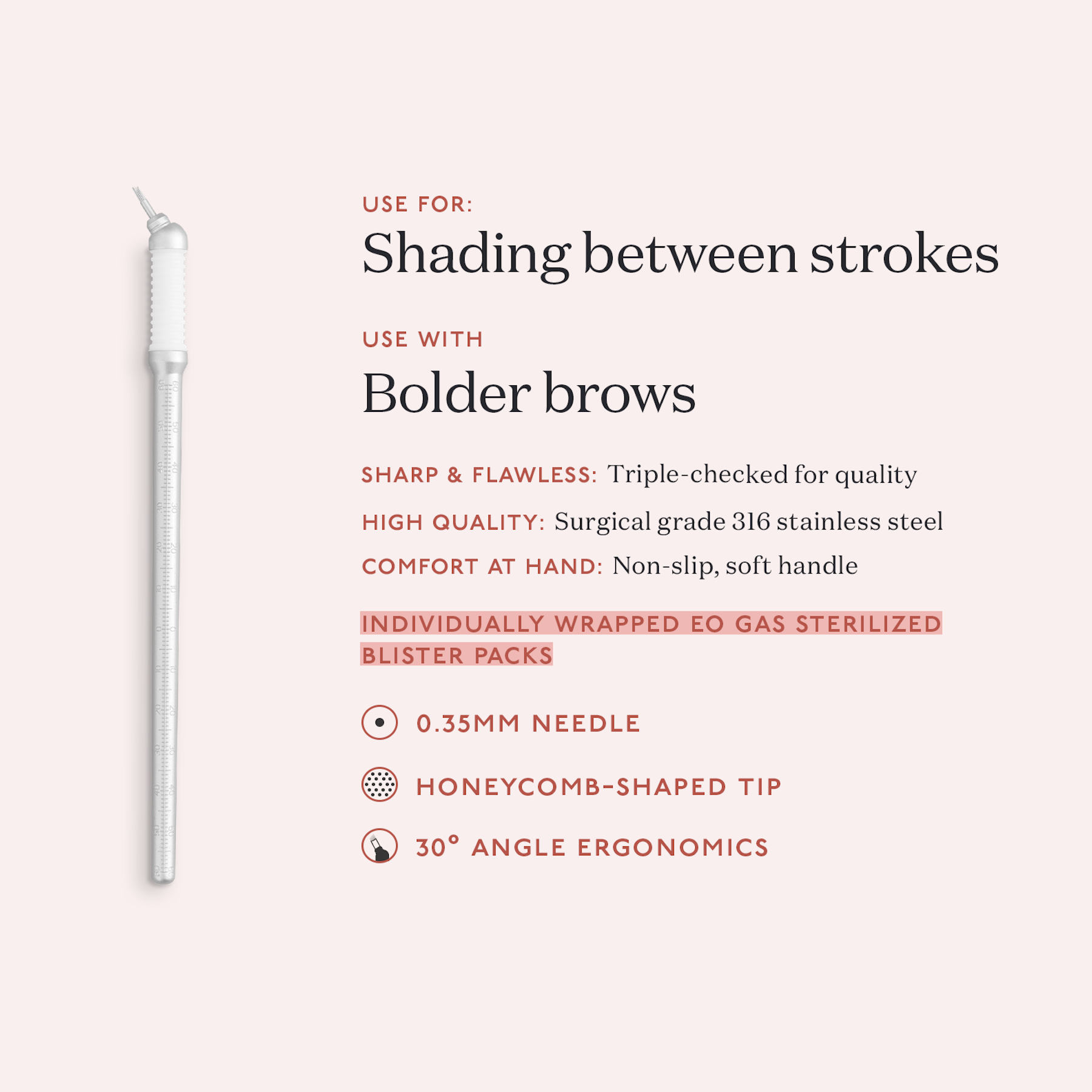 Tina Davies 19 Shader Microblade product usage and features infographic
