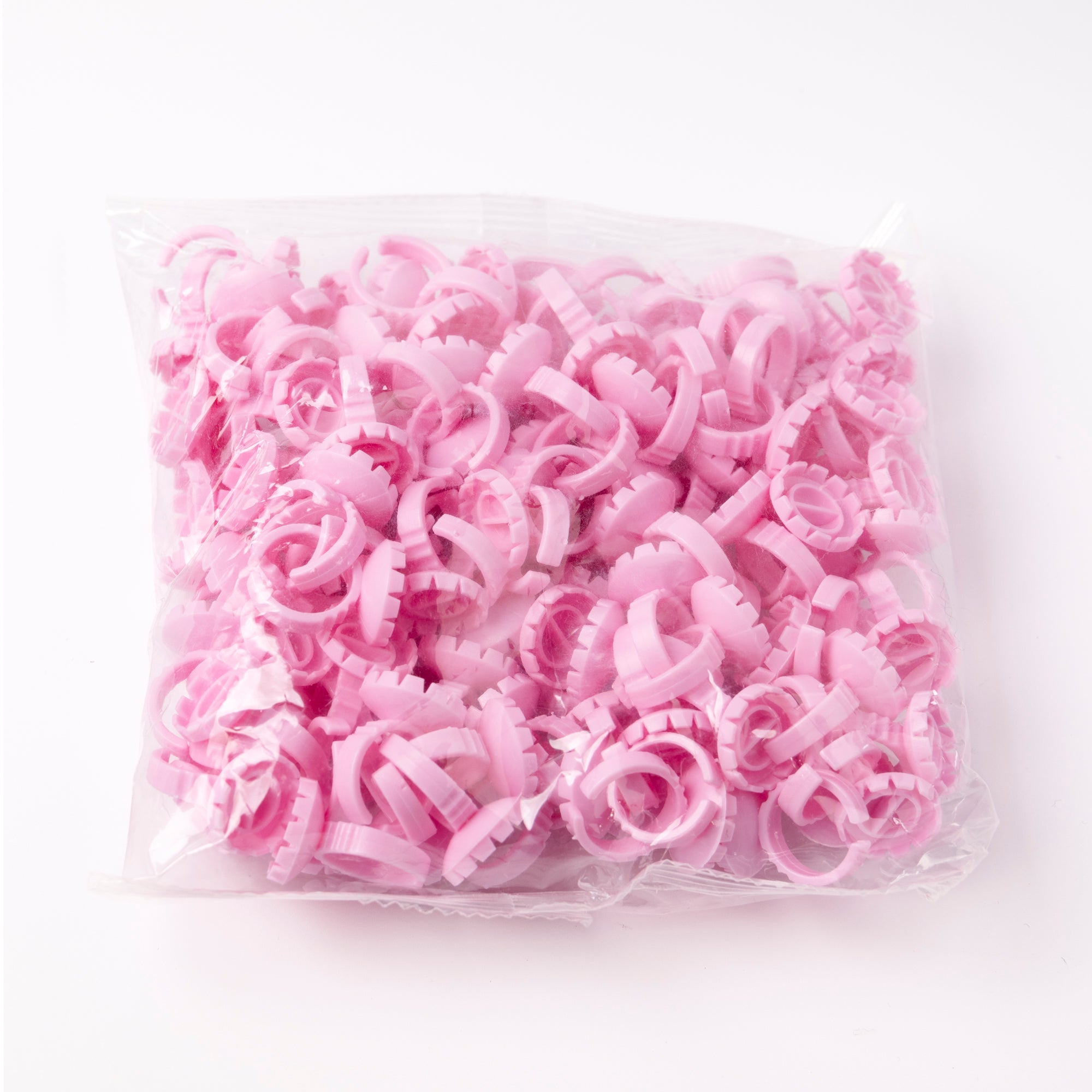 Pink Glue Rings (100 pcs) in a bag