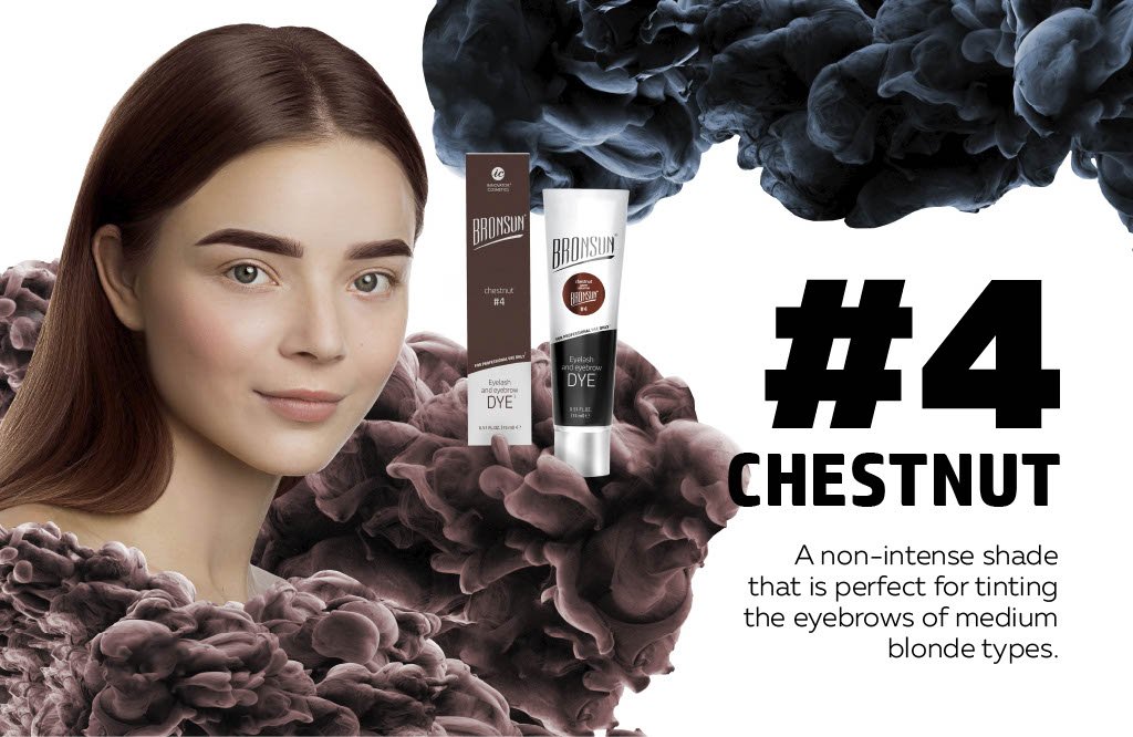 Bronsun Brow and Lash Dye - Chestnut infographic product with model