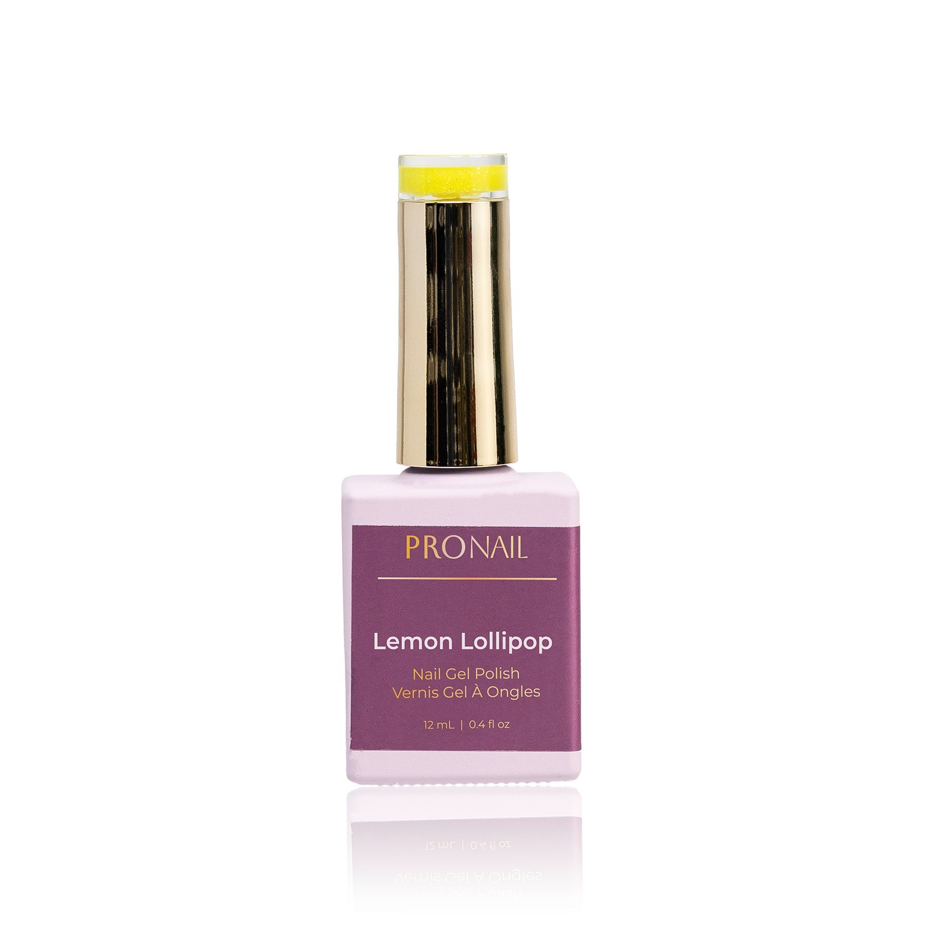 LLBA Lemon Lollipop Gel Polish bottle with a gold cap on a light background.