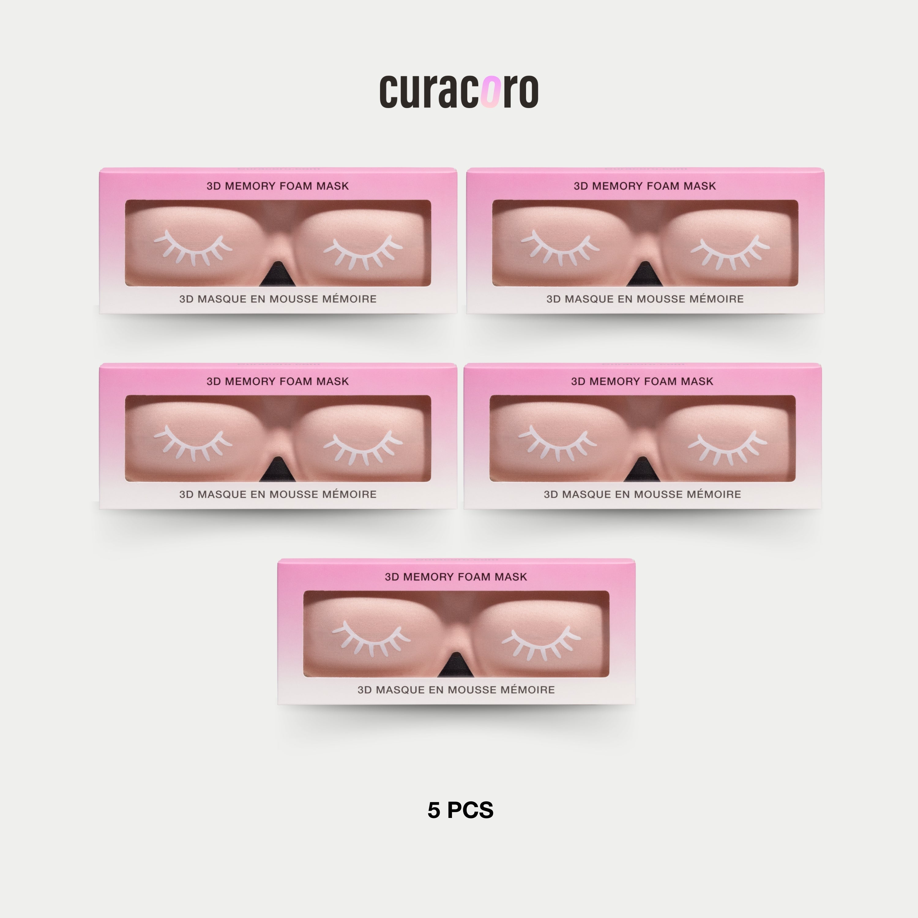 5 pcs of pink 3D Foam Sleep Masks for Eyelash Care over a white background.