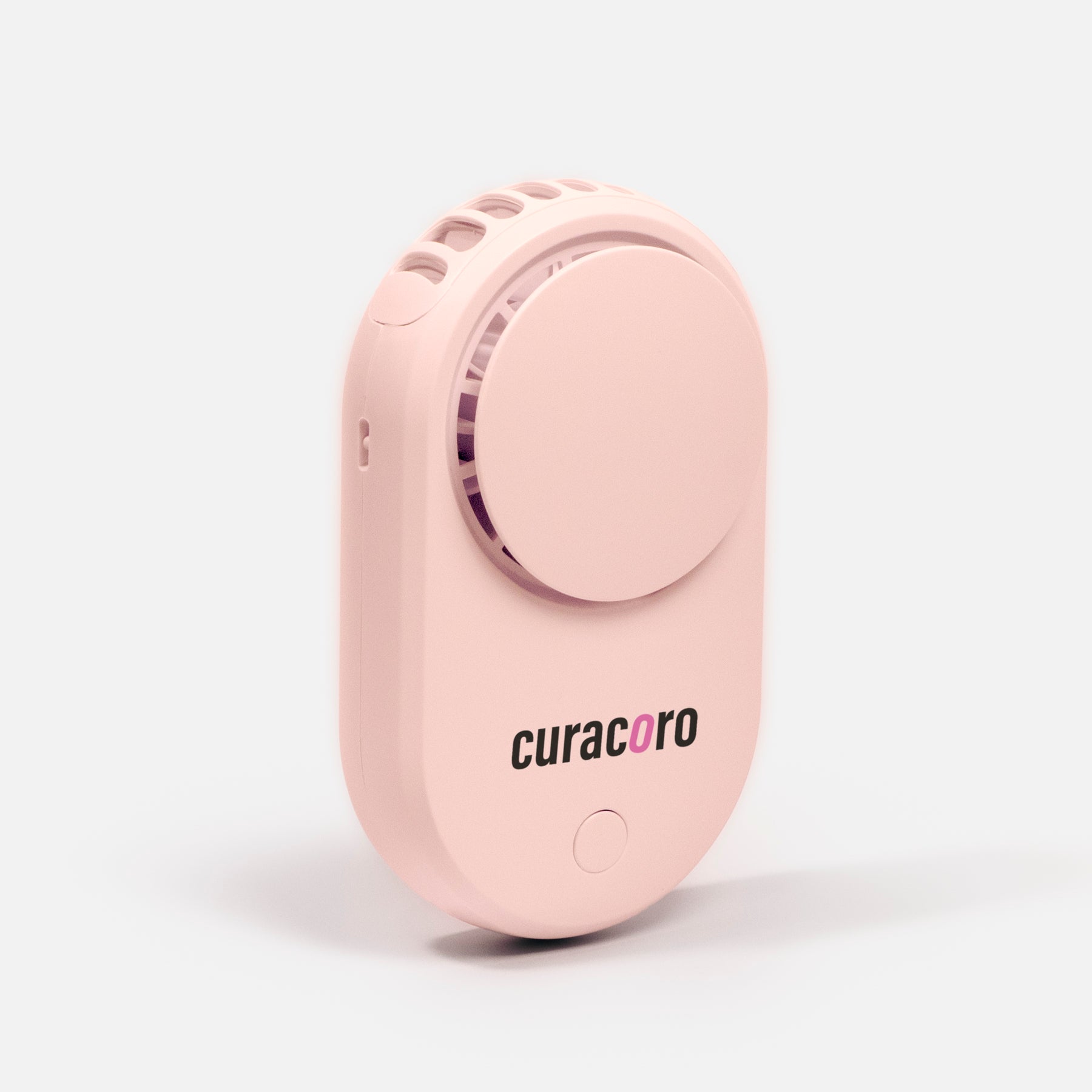 Pink Bladeless Eyelash Fans over a white background.