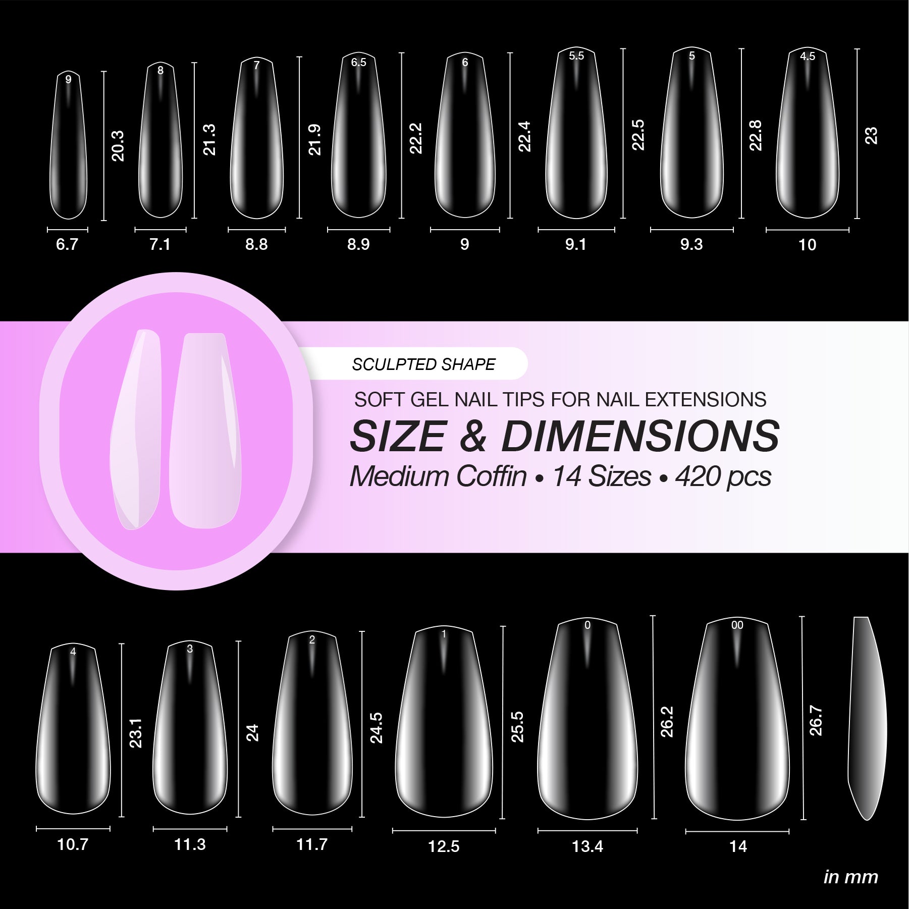 Puntas de gel suaves esculpidas de Curacoro - Ataúd