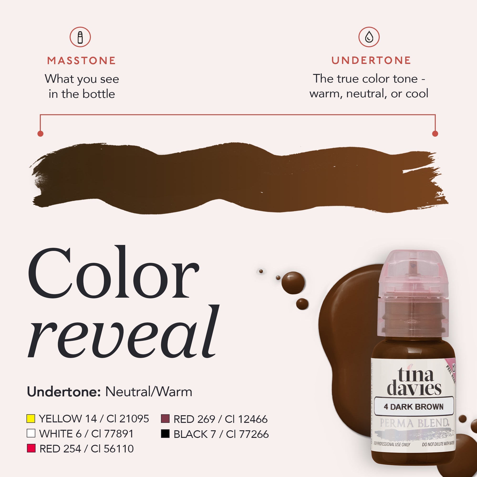 Brow Pigments Dark Brown infographic colour reveal