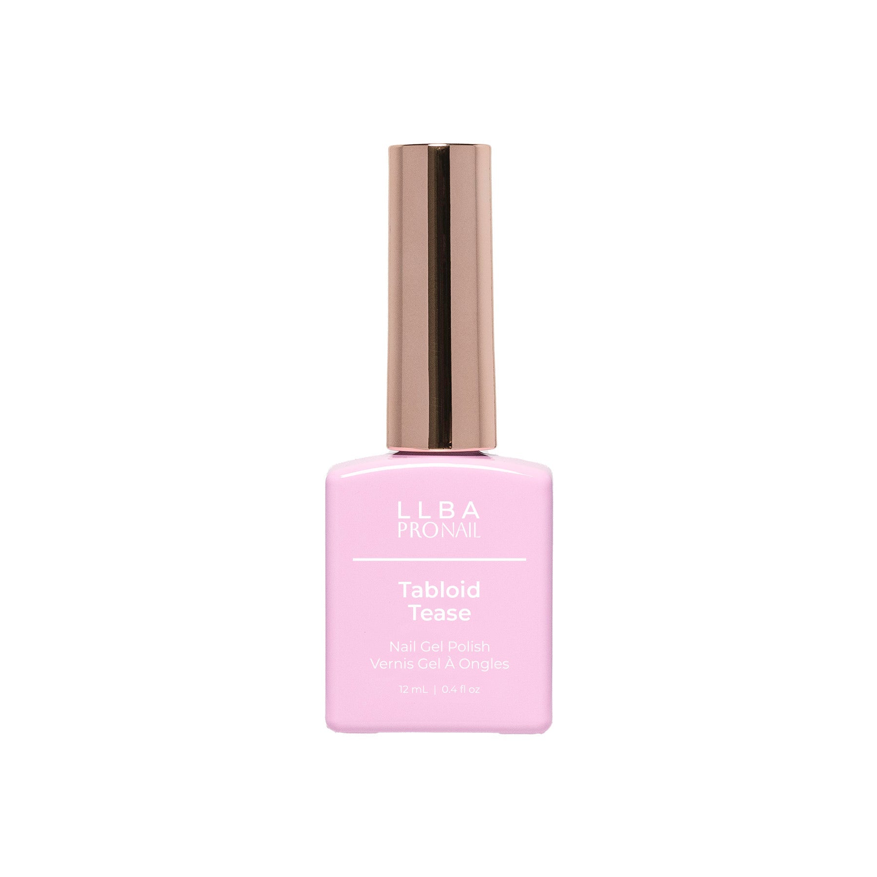 LLBA Tabloid Tease Gel Polish bottle on a light background.