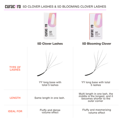 Comparison Chart for 5D Clover Lashes and 5D Blooming Clover