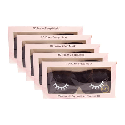  Black 3D Contoured Sleep Masks (pack of 5).