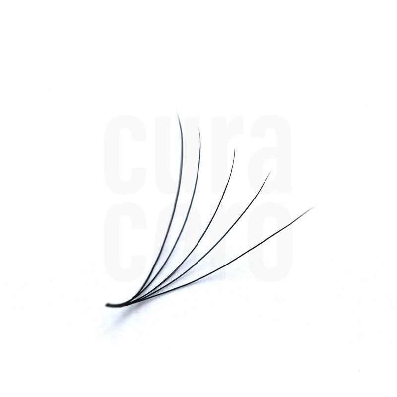 Close-up of a Curacoro 5D Promade Lash Fan featuring ultra-fine fibers with a natural curl, ideal for creating voluminous lash extensions.