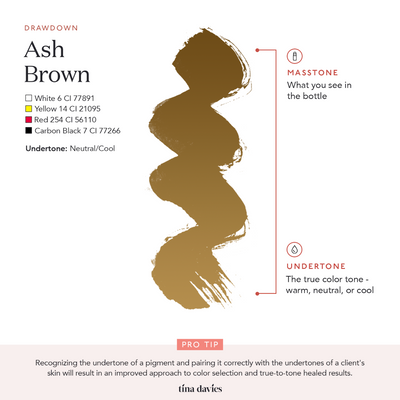 Ash Brown Brow Pigment showing undertone for recognition