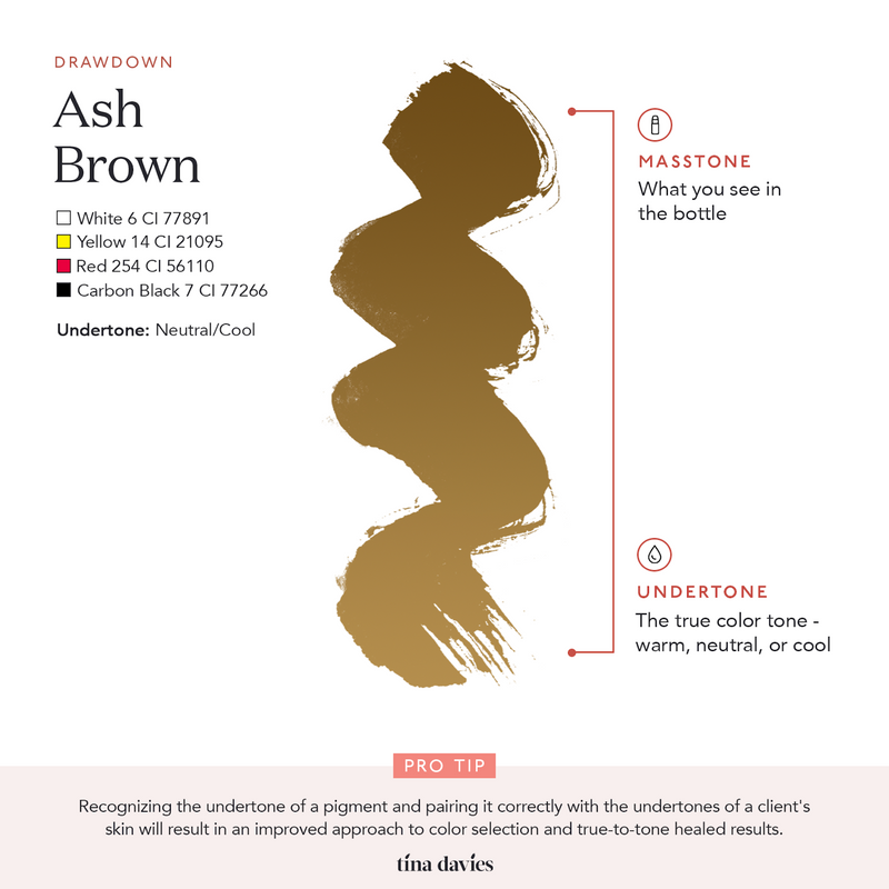 Ash Brown Brow Pigment showing undertone for recognition