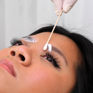 Zensa Numbing Cream applied to brows on a model