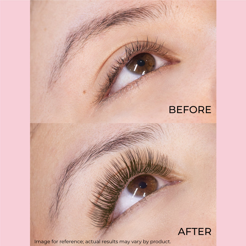 Image of how brown lashes look on models lashes.