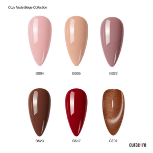 Cozy Nude Beige - Solid and Cat Eye Color Gel Nail Collection (6 Shades / 15ml Each)
