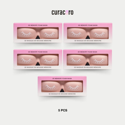 5 pcs of pink 3D Foam Sleep Masks for Eyelash Care over a white background. 