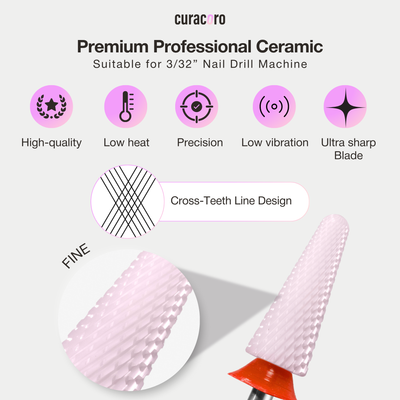 Ceramic Nail Drill Bit - Big Cone Bit – Fine, 3/32"