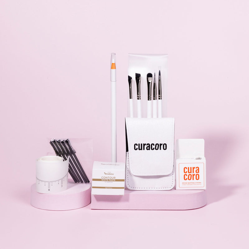 Brow Mapping Training Kit All Products Over Pink Background