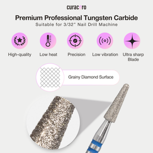 Cuticle Nail Drill Bit – Diamond Bit 2.5 × 8mm (Round Cone) - Medium/Fine