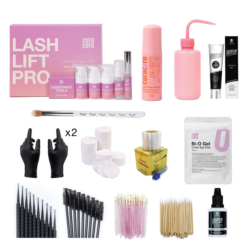 Lash Lift and Tint Training Kit Products Over White Background