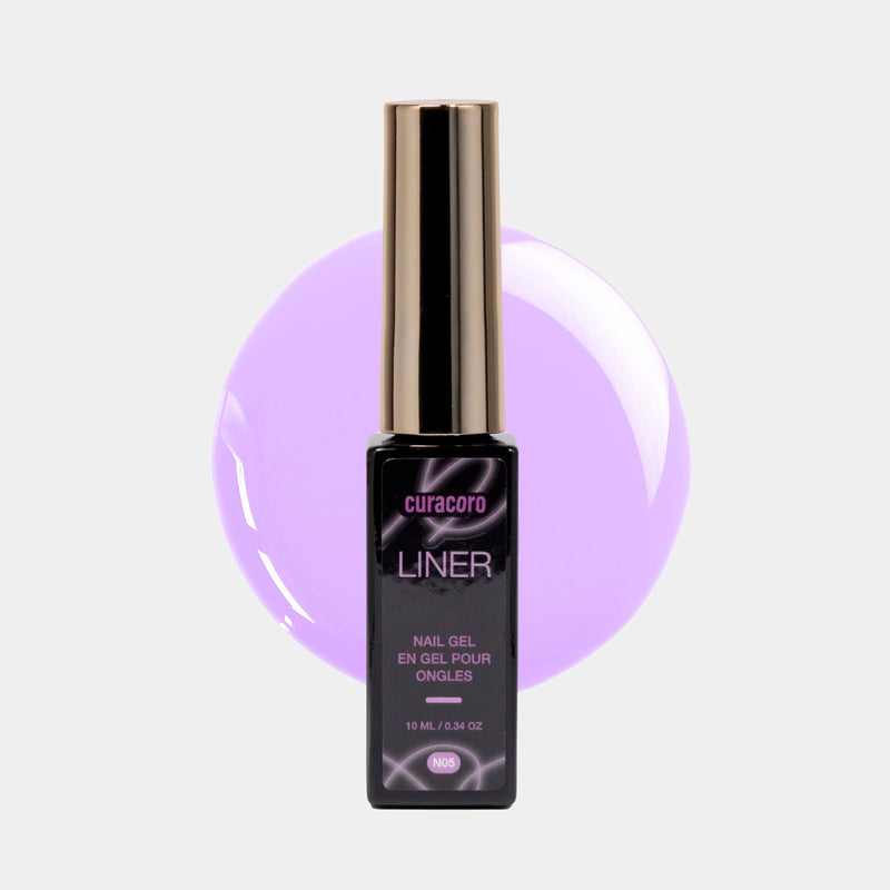 Twilight Glow Collection – Liner Nail Gel N05 Bottle & Drop Over Light Background