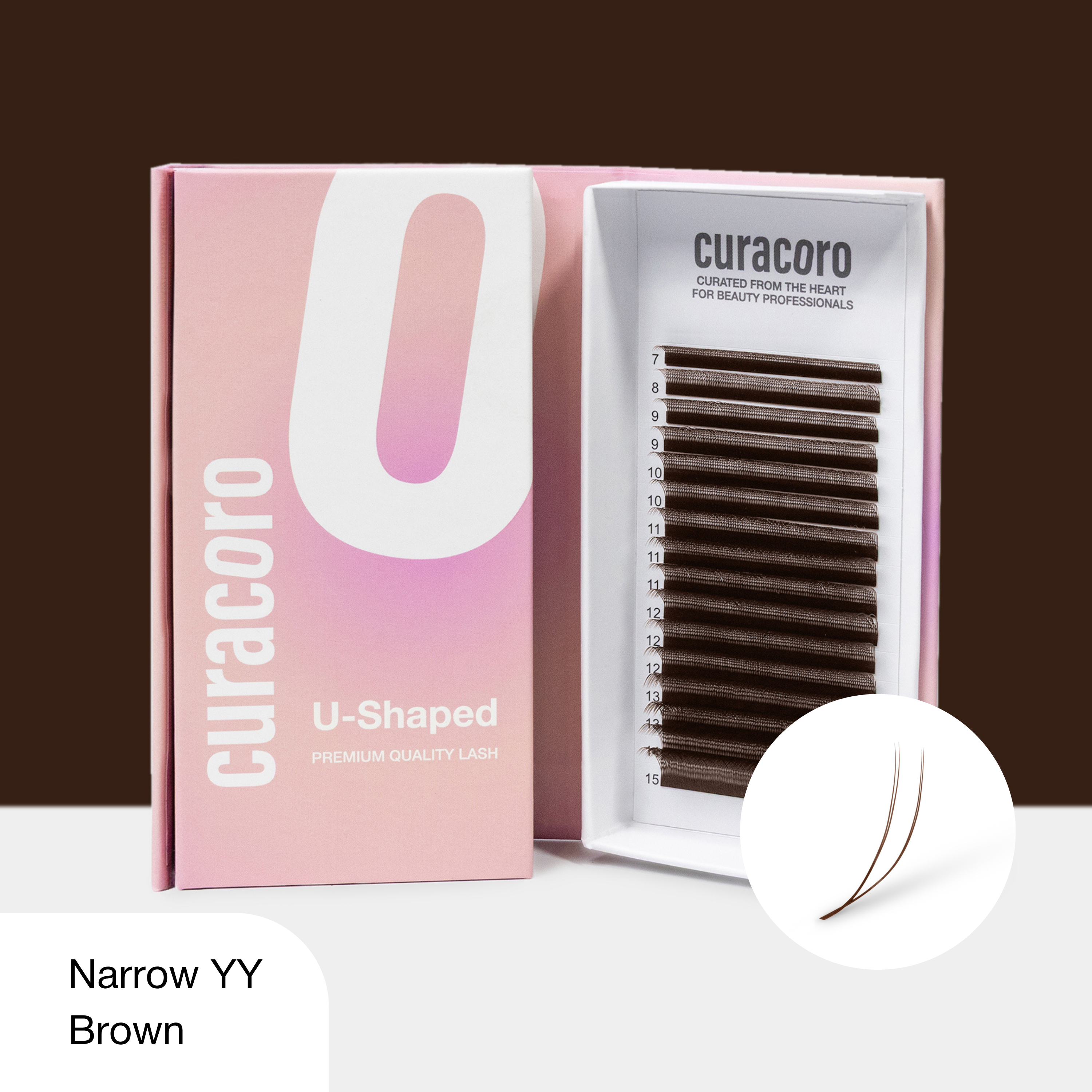 Narrow YY Lashes (2D U-shaped lashes) - Brown