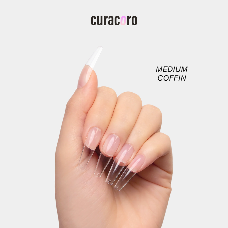 Curacoro Natural Soft Gel Tips - Medium Coffin