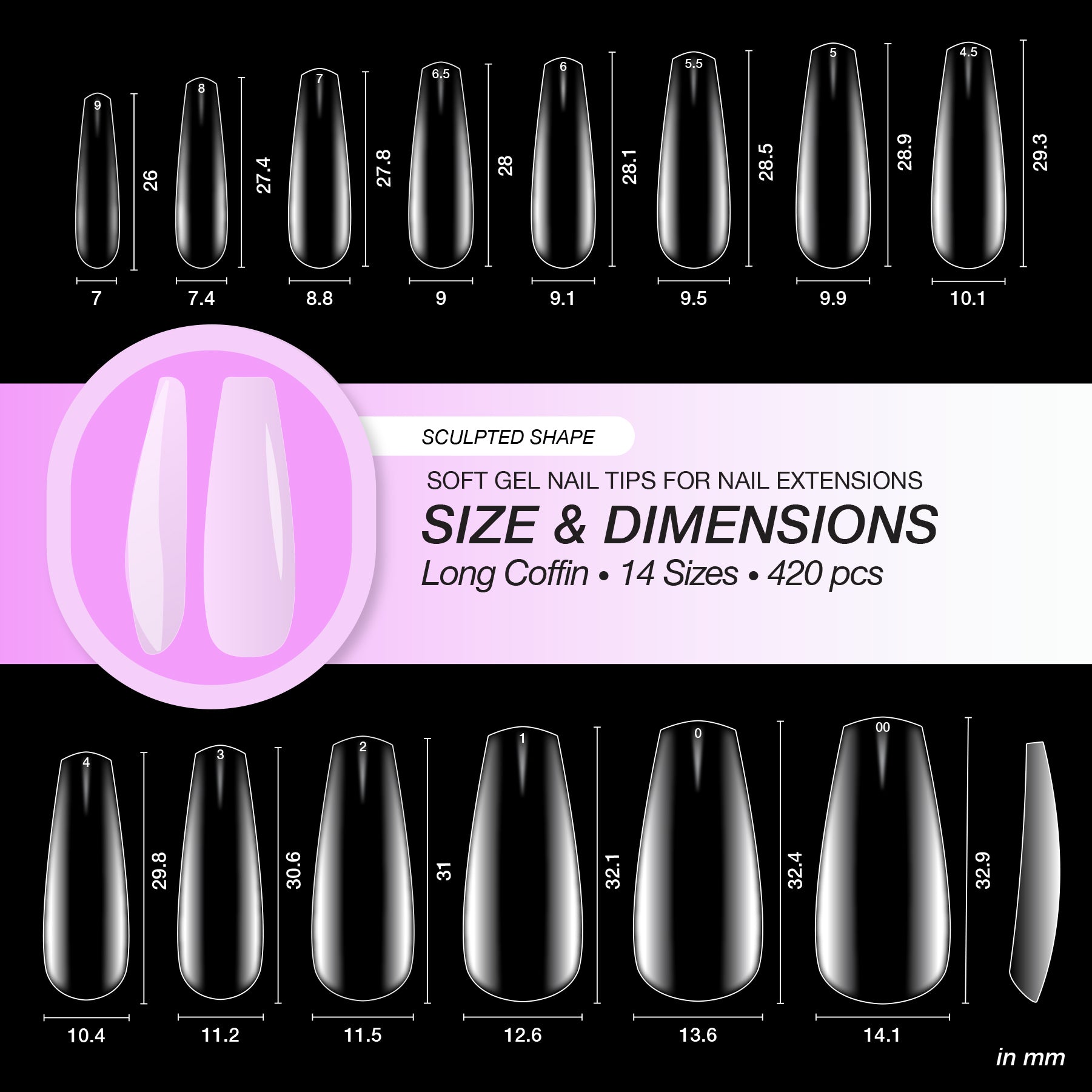 Puntas de gel suaves esculpidas de Curacoro - Ataúd
