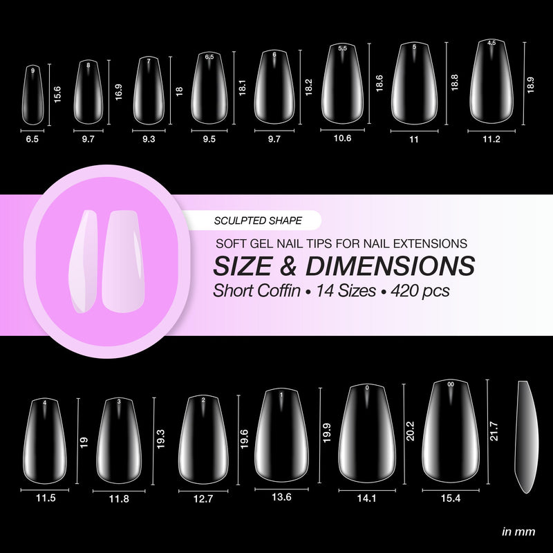 Soft Gel Nail Tips - Sculpted Coffin