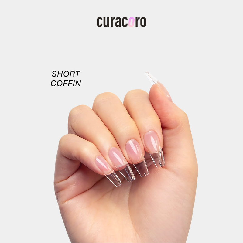 Curacoro Natural Soft Gel Tips - Short Coffin