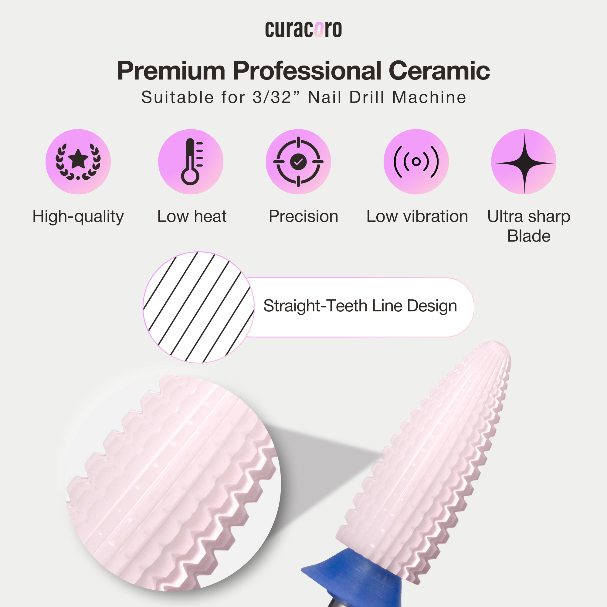 Ceramic Nail Drill Bit - Typhoon Bit – 2 Way – Medium, 3/32"