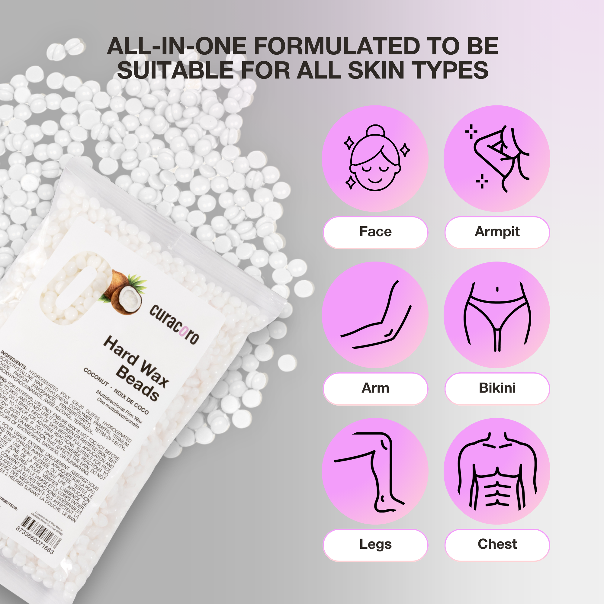 Curacoro Italian Hard Wax Beans - Multidirectional - Coconut