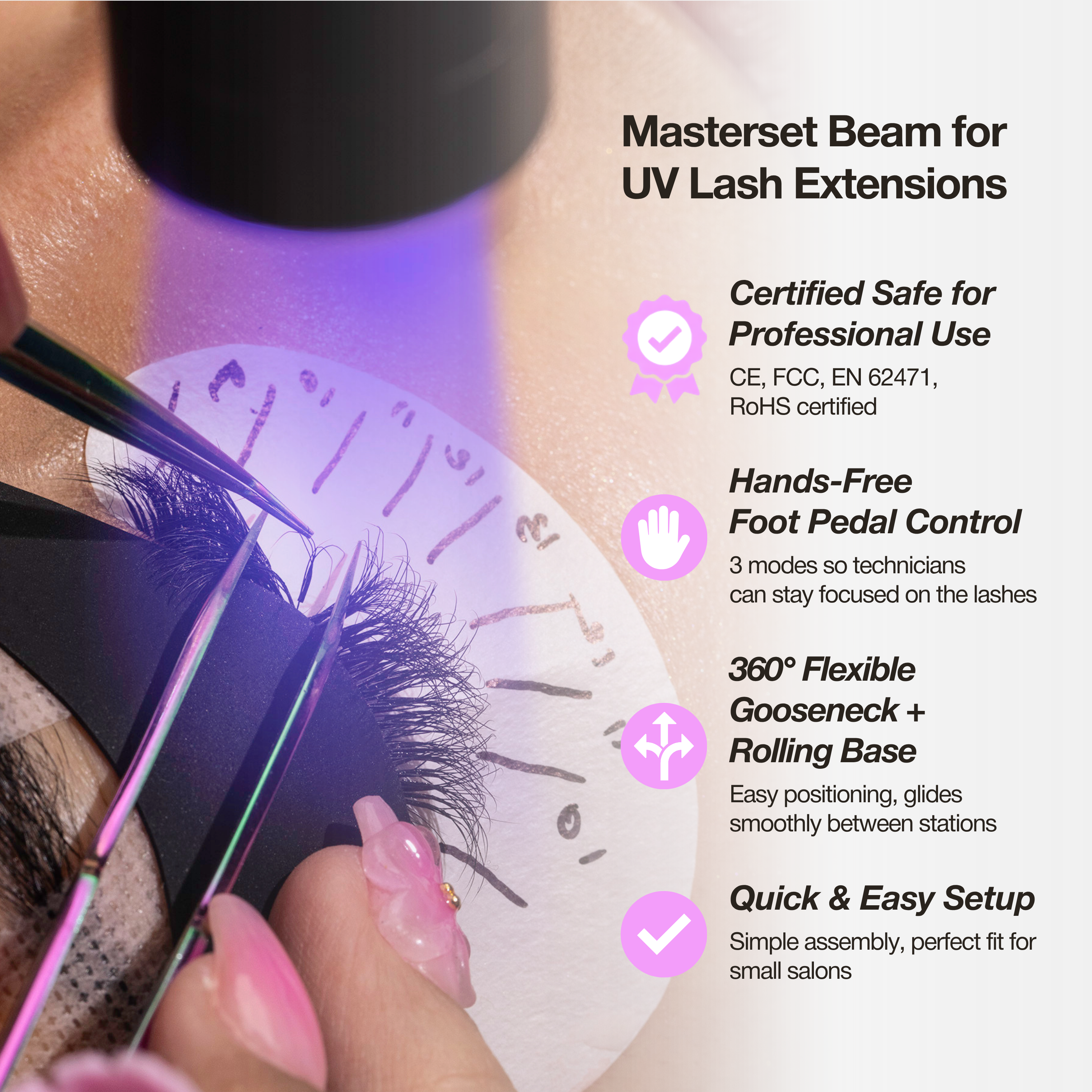 Luz LED UV para extensiones de pestañas 