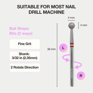 Cuticle Nail Drill Bit – Diamond Bit 4mm (Ball Shape) - Medium/Fine