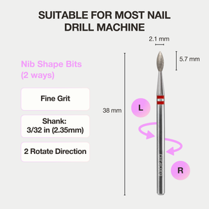 Cuticle Nail Drill Bit – Diamond Bit 2.1×5.7mm (Nib) - Medium/Fine