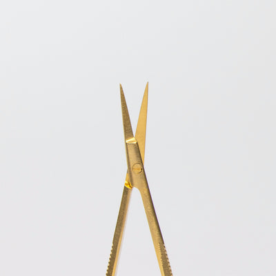 Gold Eyebrow Scissors with tip close up.