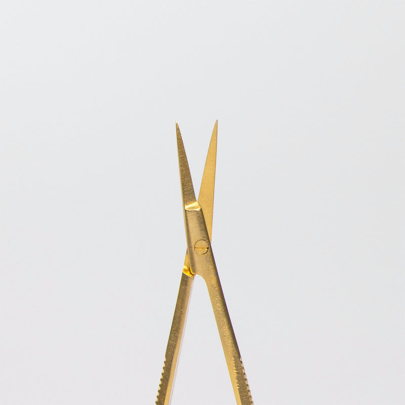 Gold Eyebrow Scissors with tip close up.