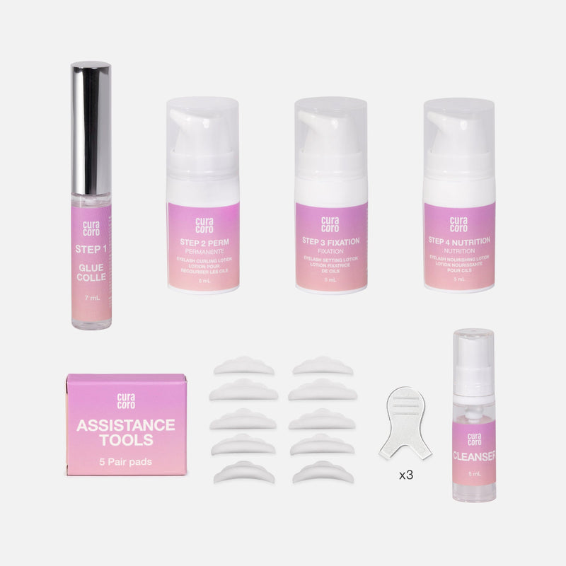 Collagen Lash Lift and Brow Lamination Pro Kit All Products Over White Background