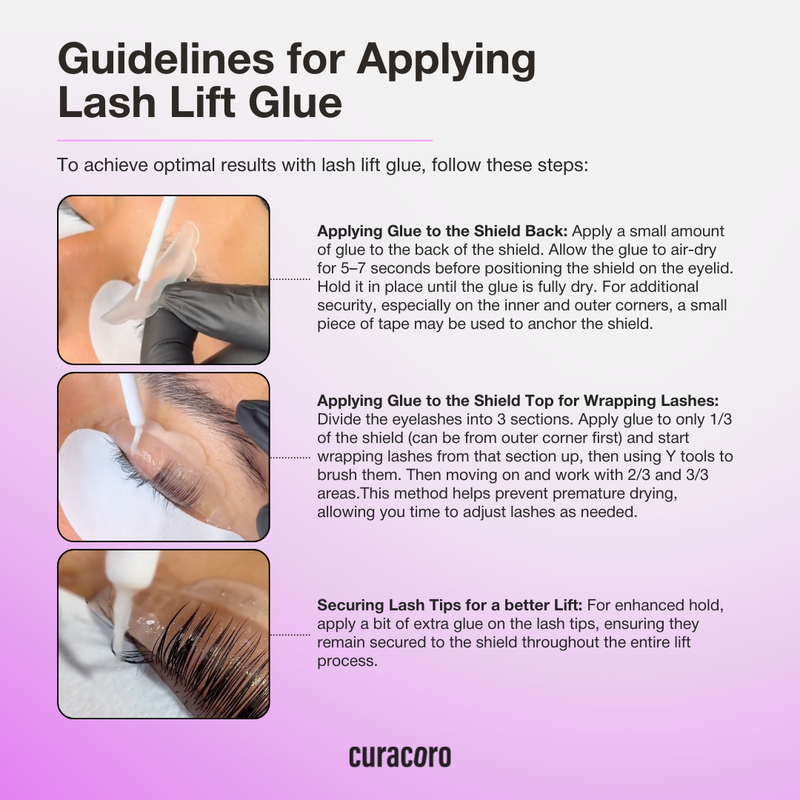 Guidelines for Applying Lash Lift Glue Infographic