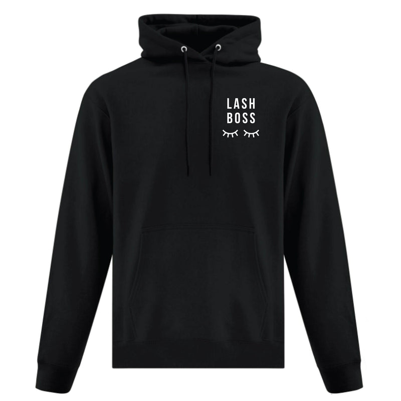 Lash Boss Fleece Hoodie in front of a white background