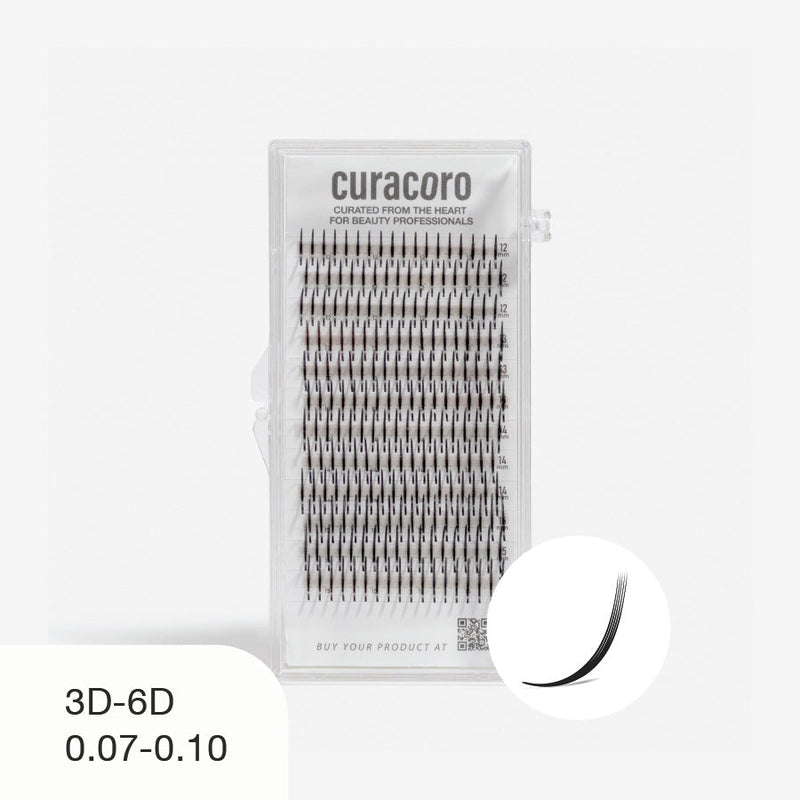 Curacoro Spike Closed Fans, 3D-6D, 0.07-0.10 thickness, designed for precise eyelash extensions. Ideal for creating bold, defined lash looks.