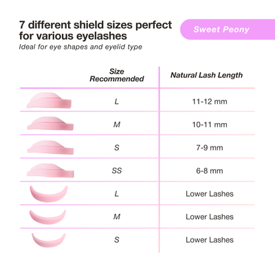 7 different shield sizes perfect for various eyelashes