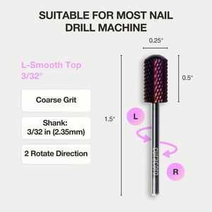 Nail Drill Bit L-Smooth Top (Coarse) 3/32"