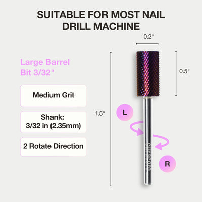 Nail Drill Bit - Large Barrel Bit (Medium) - 3/32"