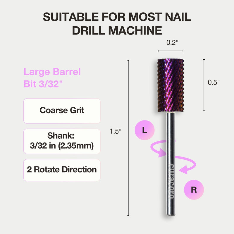 Nail Drill Bit - Large Barrel Bit (Coarse) - 3/32"