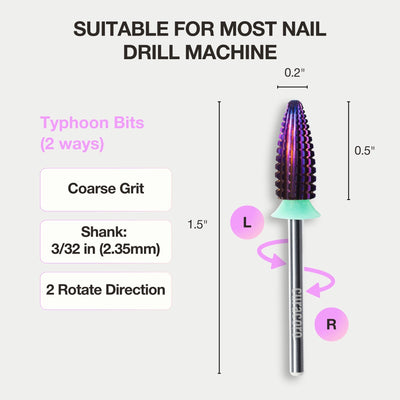 Nail Drill Bit - Typhoon Bits (2way) - (Coarse) - 3/32"