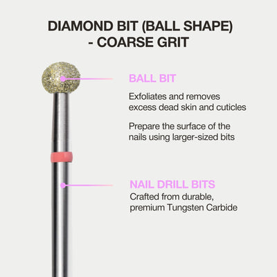 Cuticle Nail Drill Bit - Diamond Drill Bit 4.5mm (Ball Shape) - Coarse