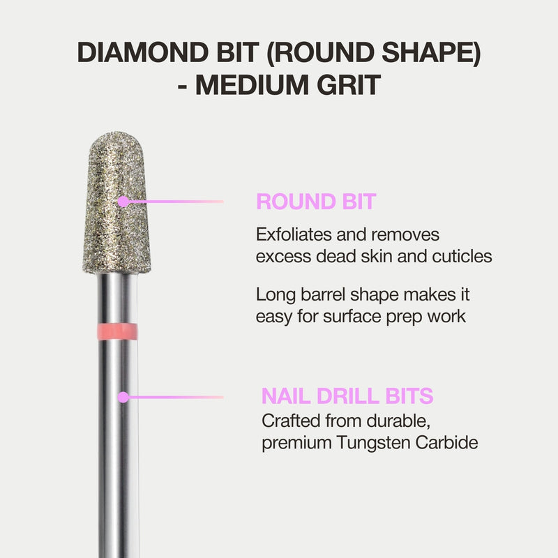 Cuticle Nail Drill Bit - Diamond Drill Bit 4.0mm Conical (Round Shape) - Medium