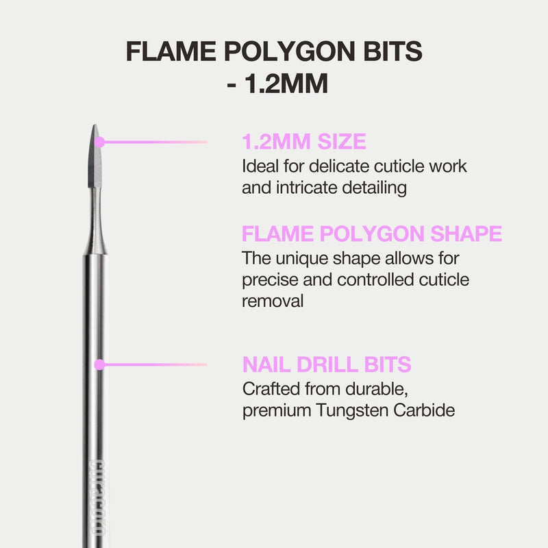 Cuticle Nail Drill Bit - Flame Polygon Bits 1.2mm