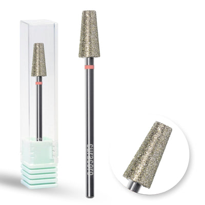 Diamond tapered drill bit: medium grit, grainy diamond surface for precise nail prep, 3/32" shank, durable and versatile.