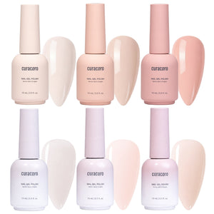 Bare Beauty Collection - Solid and Syrup Color Gel Nail Collection (6 Shades / 15ml Each)